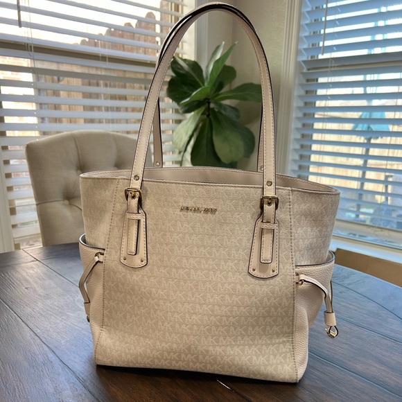 Michael Kors Handbags - Michael Kors Voyager East West Signature Tote Off White - Used